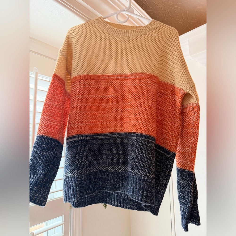 Amazon Colorblock Turtleneck Sweater - Cream, Orange, Black